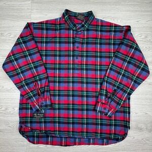 The Vermont Flannel Co Men's Henley Shirt Plaid Multicolor XL Made in USA Cotton
